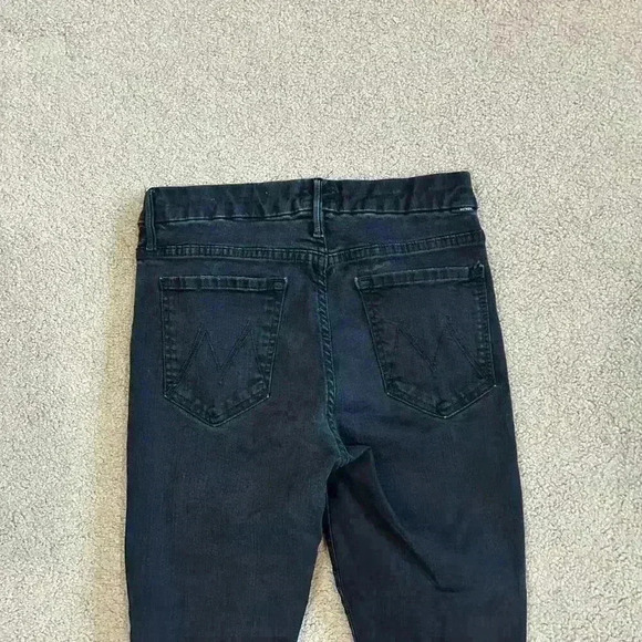 Mother The Looker Ankle Fray Jeans in Guilty As Sin Black Raw Hem Size 28 - Picture 5 of 8